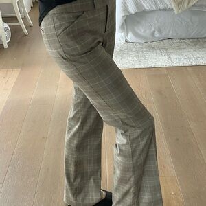 Theory Plaid Tan Pants